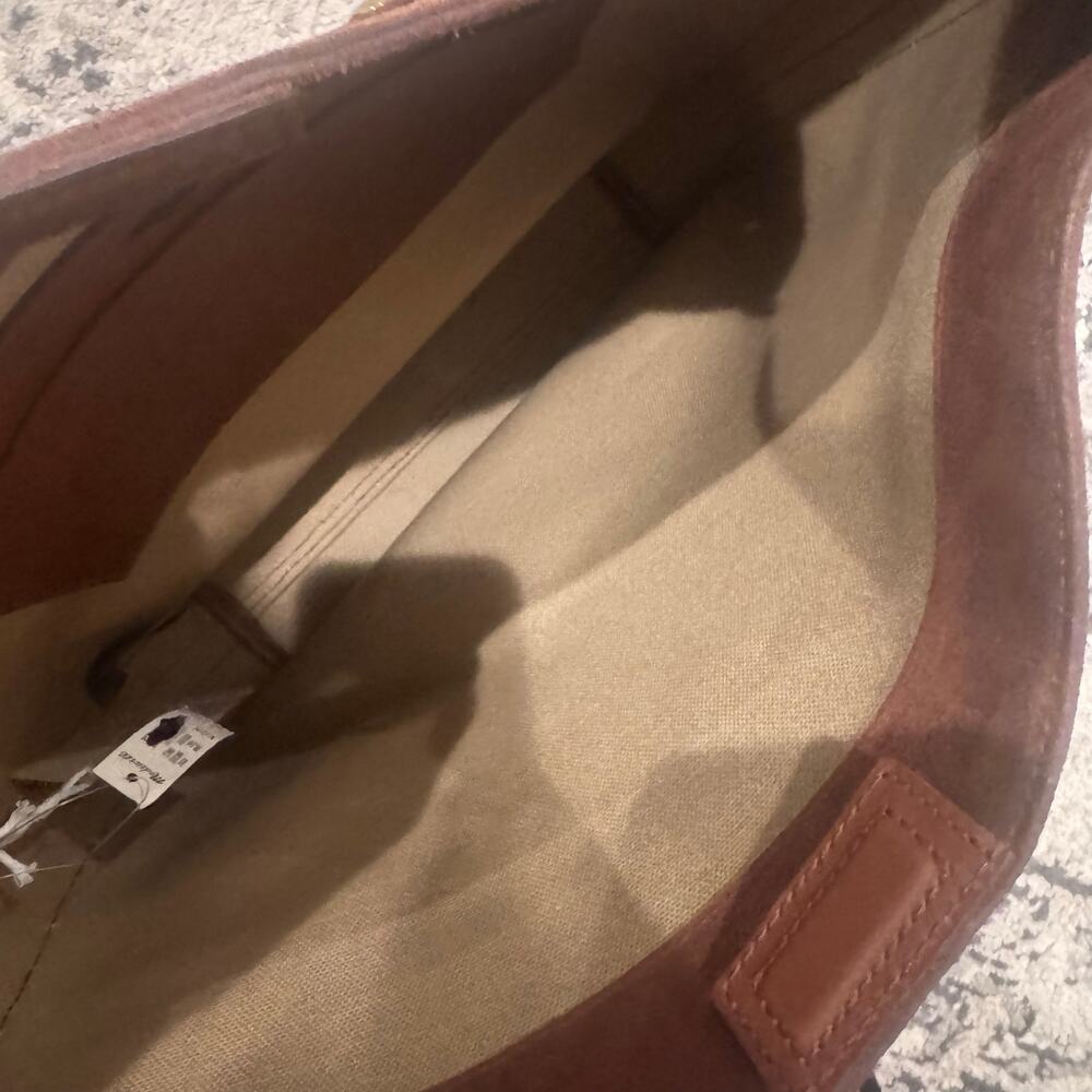 Madewell The Essential Bucket Tote Bag Suede Soft Mahogany Brown One Size NWT - Picture 8 of 12